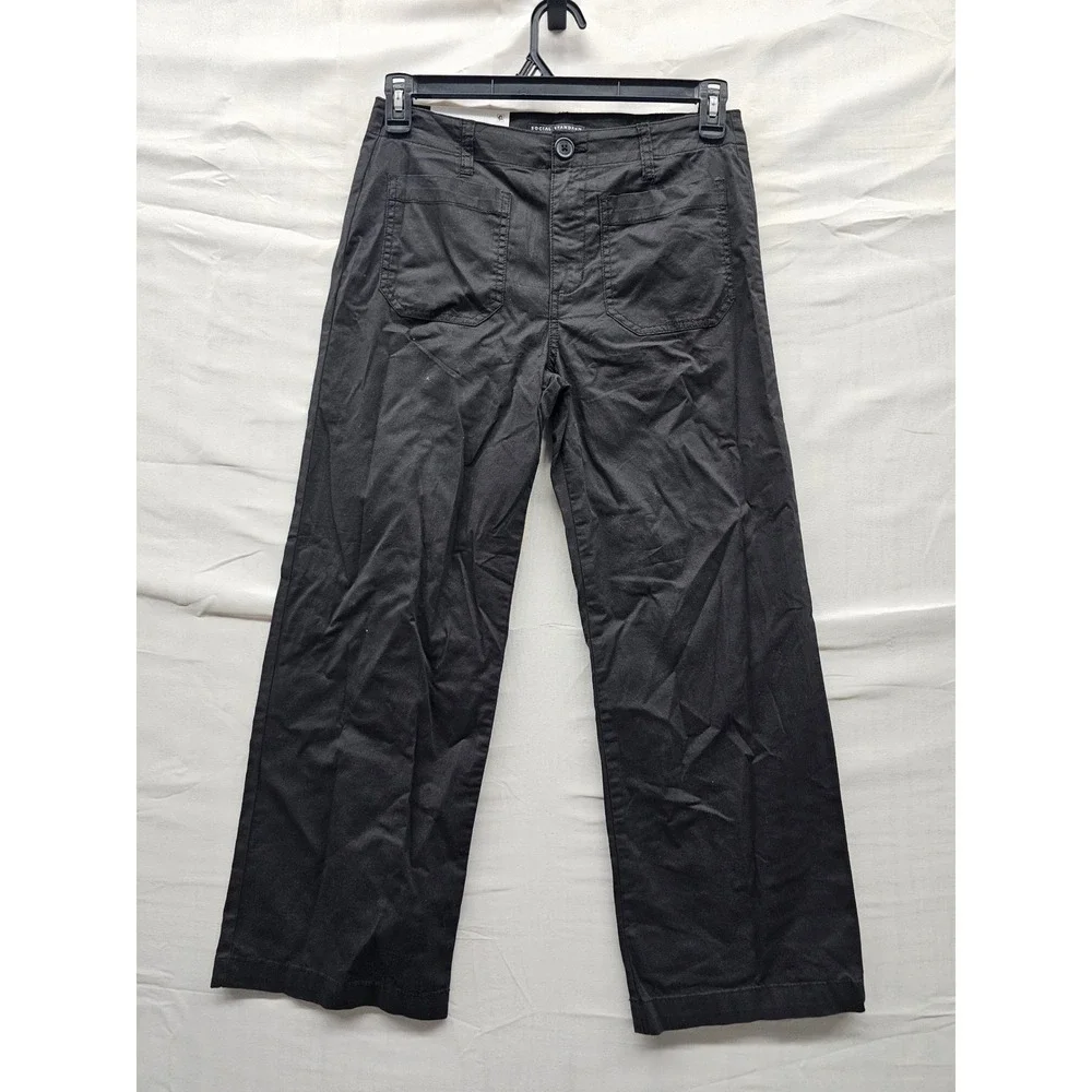 Social Standard by Sanctuary Womens Crop Pants Black Cotton Blend Casual Size 4